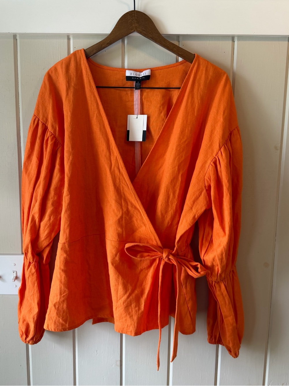 Eloquii Women’s Bright Orange Wrap Top with Tie, Size 18/XXL NWT